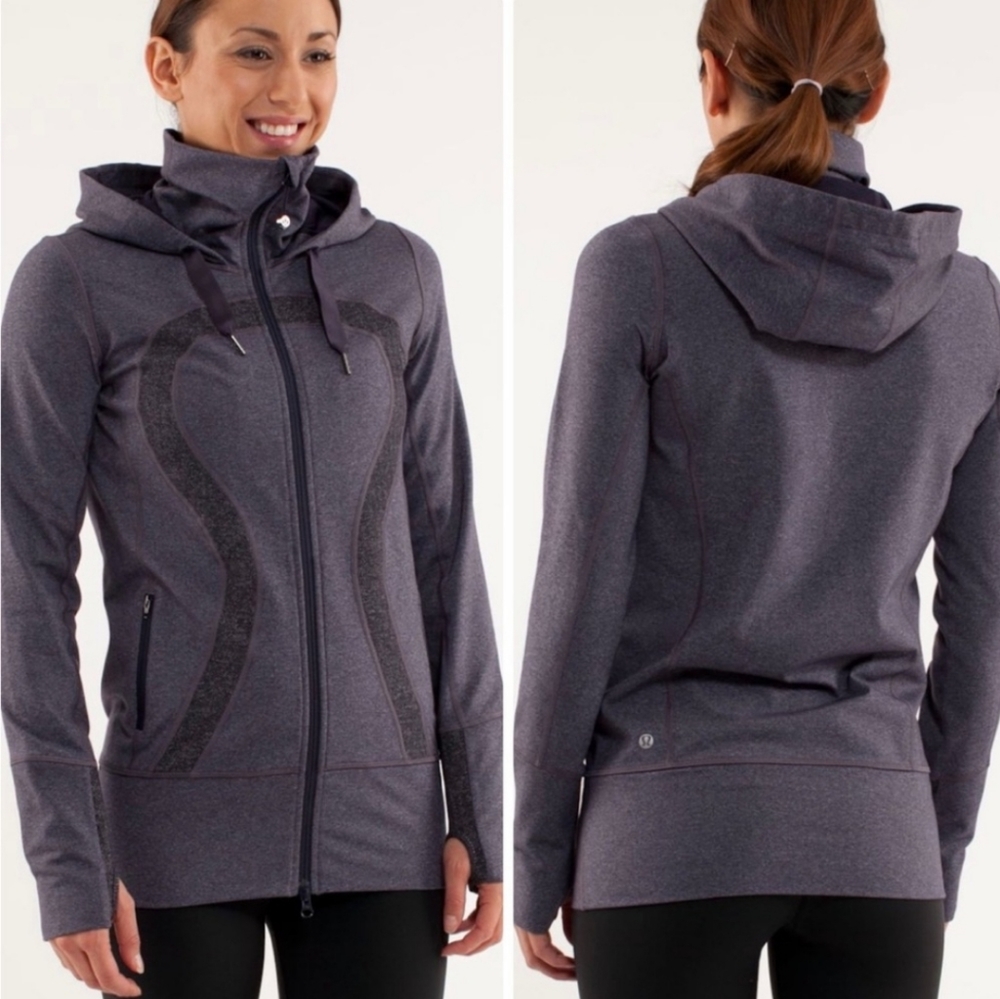 Lululemon Black Swan Stride Jacket Full Zip Hoodie Size 10